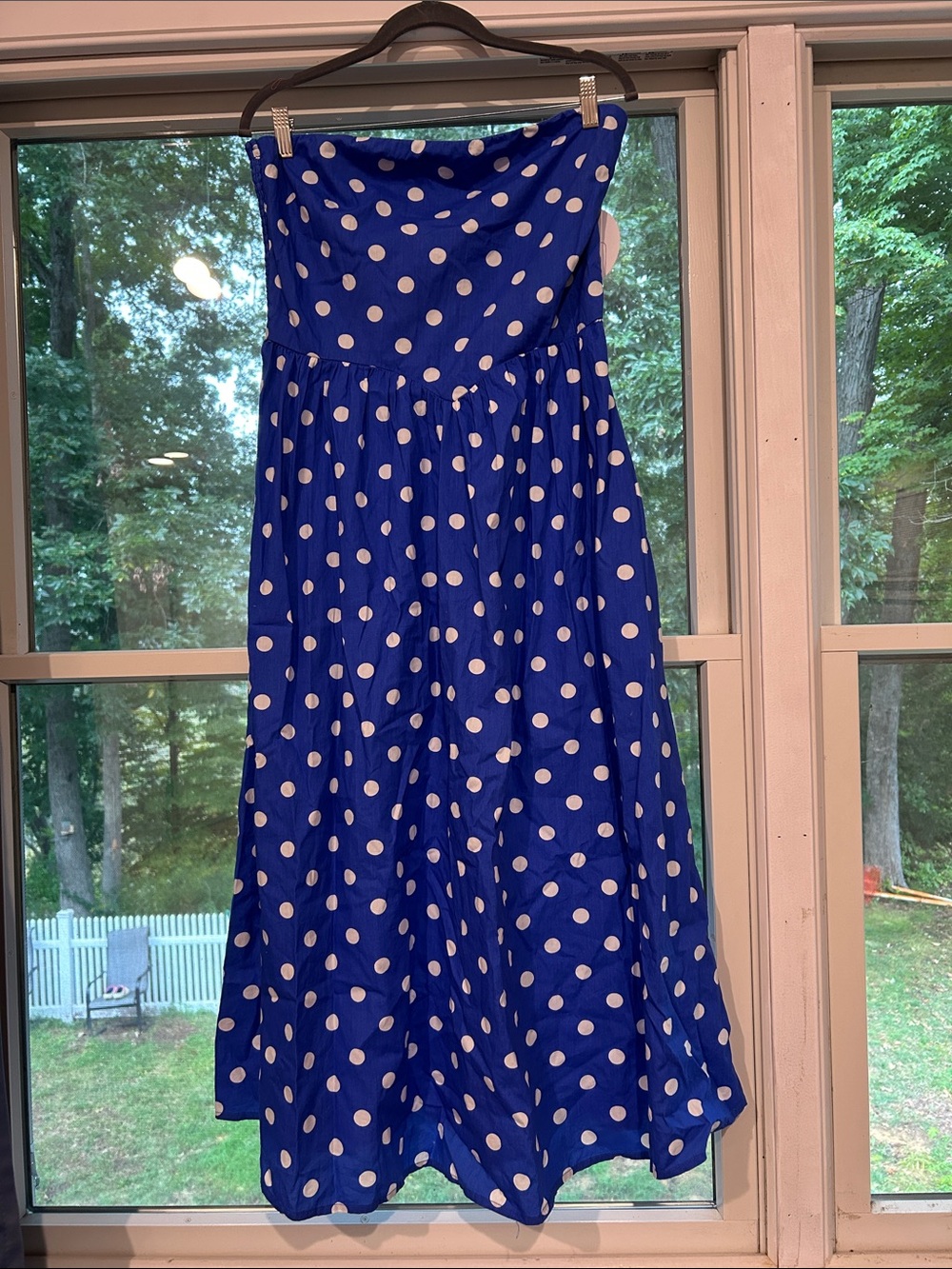 Jessica Simpson Royal Blue Strapless Polka Dot Maxi Dress